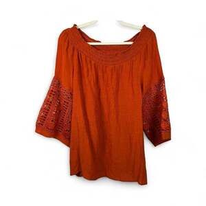 C Est. 1946 Orange Peasant Top Blouse Size Large